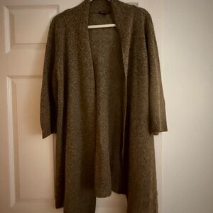 Eileen Fisher Brown Open-Front Long Cardigan